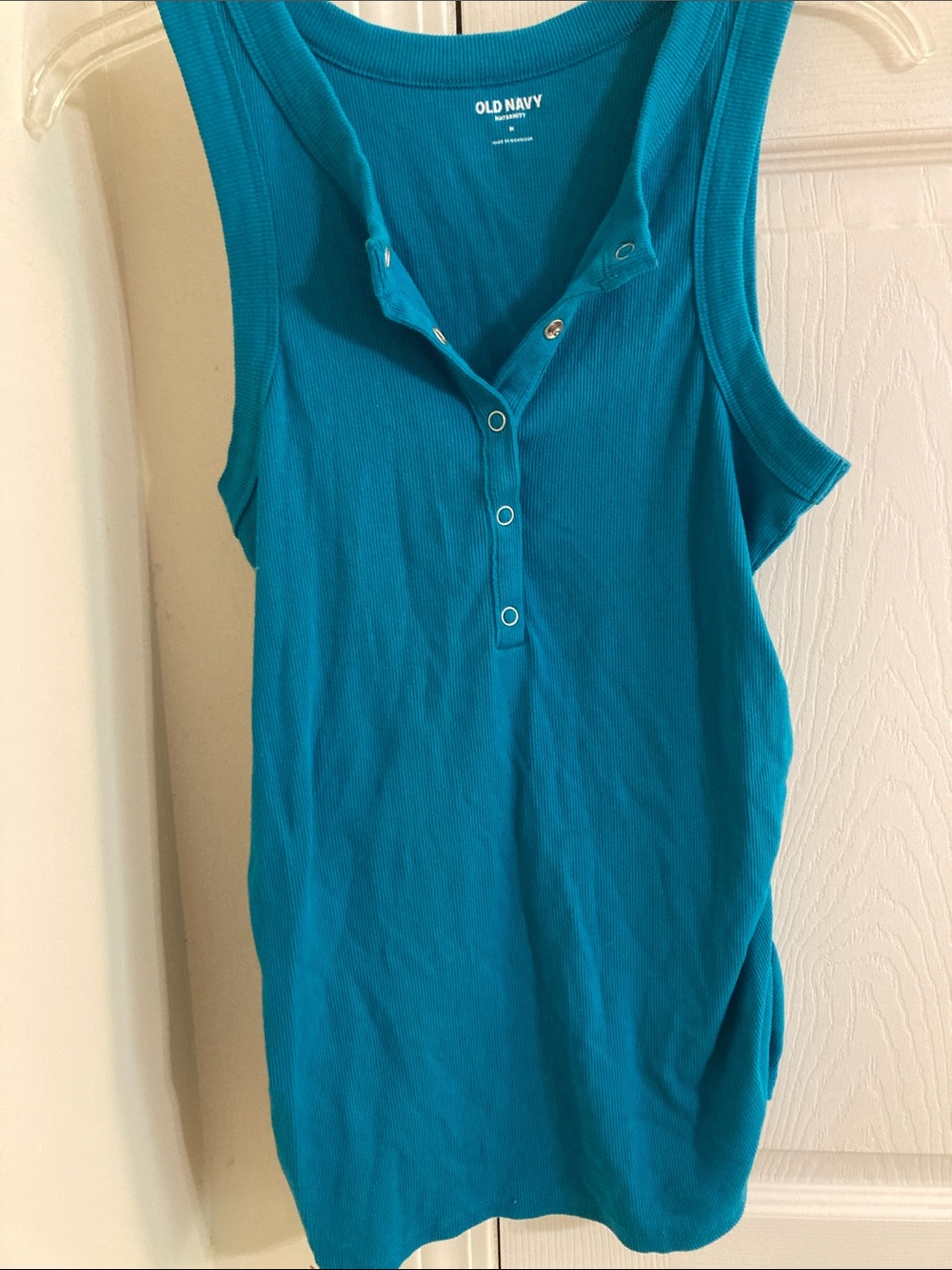 Old Navy Teal Ribbed Henley Maternity Tank - Snap Button Front